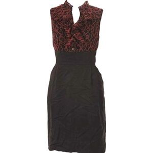 Shoshanna Sheath Dress Sleeveless Ruffle Trim Cotton Silk Size 8